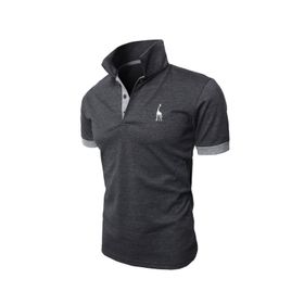 Bestgift Slim Polo Koyu Gri Kısa Kollu Erkek T-shirt