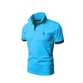 Bestgift Slim Polo Mavi Kısa Kollu Erkek T-shirt