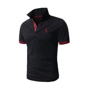 Bestgift Slim Polo Siyah Kısa Kollu Erkek T-shirt
