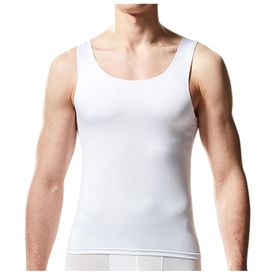 Bestgift Tank Tops Beyaz Bisiklet Yaka Erkek Spor Atlet