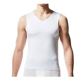 Bestgift Tank Tops Beyaz V Yaka Erkek Spor Atlet