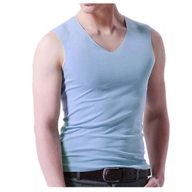 Bestgift Tank Tops Gök Mavisi V Yaka Erkek Spor Atlet
