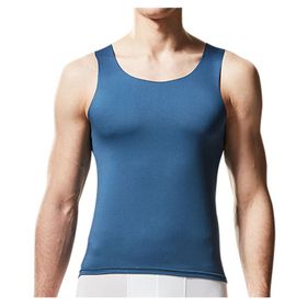 Bestgift Tank Tops Mavi Bisiklet Yaka Erkek Spor Atlet