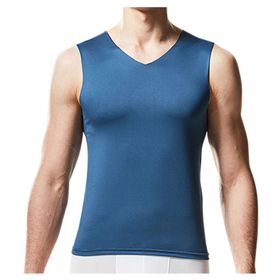 Bestgift Tank Tops Mavi V Yaka Erkek Spor Atlet