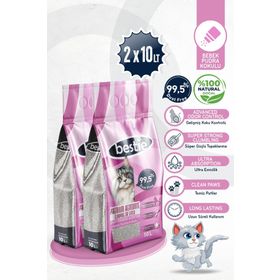 Bestie 2x10 lt Bebek Pudrası Kokulu Topaklanan Kedi Kumu