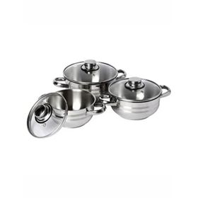 Bestinox Paslanmaz Çelik 3'lü 14-16-18 cm Cam Kapaklı Güveç Seti