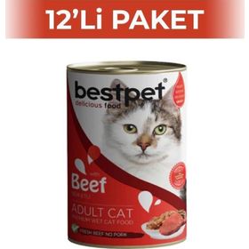 Bestpet 12x400 gr Kuzulu Jöleli Yetişkin Konserve Kedi Maması
