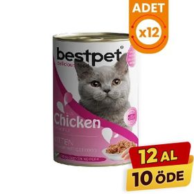 Bestpet 12x400 gr Tavuklu Jöleli Yavru Konserve Kedi Maması