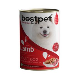 Bestpet 12x400 gr Yetişkin Köpekler İçin Taze Kuzu Parça Etli ve Soslu Yaş Mama