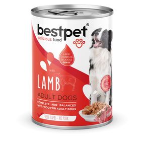 Bestpet 12x400 gr Yetişkin Köpekler İçin Taze Kuzu Parça Etli ve Soslu Yaş Mama