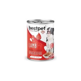 Bestpet 12x400 gr Yetişkin Köpekler İçin Taze Kuzu Parça Etli ve Soslu Yaş Mama