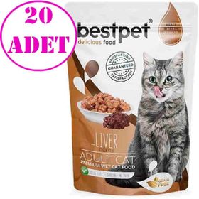 Bestpet 20x85 gr Pouch Jelly Ciğerli Etli Kedi Yaş Maması