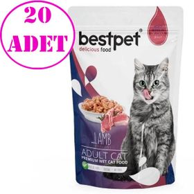 Bestpet 20x85 gr Pouch Jelly Kuzu Etli Kedi Yaş Maması