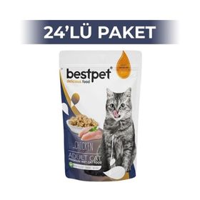 Bestpet 24x85 gr Jelly Pouch Tavuklu Yetişkin Yaş Kedi Maması