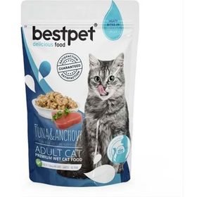Bestpet 3x85 gr Adult Jelly Pouch Ton ve Sardalyalı Kedi Maması