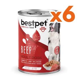 Bestpet 6x400 gr Sığır Etli Parça Etli ve Soslu Köpek Konservesi