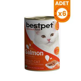 Bestpet 6x400 gr Somonlu Jöleli Yetişkin Konserve Kedi Maması