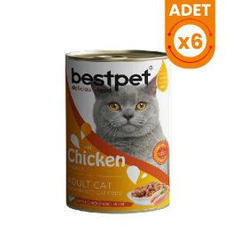 Bestpet 6x400 gr Tavuklu Jöleli Yetişkin Konserve Kedi Maması