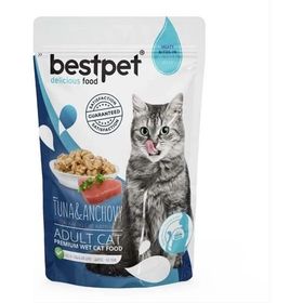 Bestpet 6x85 gr Adult Jelly Pouch Ton ve Sardalyalı Kedi Maması