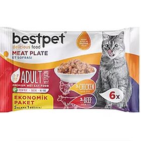 Bestpet 6x85 gr Etli Çeşitler Ecopack Yetişkin Konserve Kedi Maması