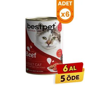 Bestpet Biftekli 6x400 gr Gravy Yetişkin Konserve Kedi Maması
