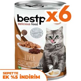Bestpet Ciğerli Parça Etli ve Soslu 6x400 gr Yetişkin Kedi Konservesi