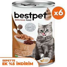 Bestpet Ciğerli Parça Etli ve Soslu 6x400 gr Yetişkin Kedi Konservesi