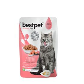 Bestpet Kısırlaştırılmış Kediler İçin 85 gr Tahılsız Jöle İçinde Somon Parça Etli Yaş Mama