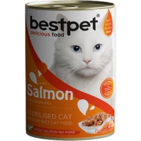 Bestpet Kısırlaştırılmış Somonlu 12x400 gr Yaş Kedi Mama