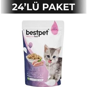 Bestpet Kitten Tavuklu 85 gr 24 Adet Yavru Yaş Kedi Maması