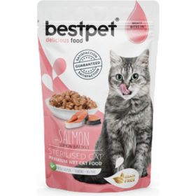 Bestpet Pouch Somonlu 24x85 gr Yetişkin Kedi Konservesi