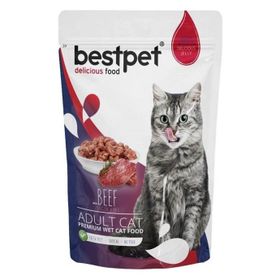Bestpet Sığır Parça Etli Yetişkin Tahılsız 12x85 gr Yaş Mama