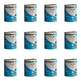Bestpet Tuna & Anchovy Ton Balıklı ve Hamsili Konserve Yetişkin 12x400 gr Kedi Maması