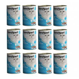 Bestpet Tuna & Anchovy Ton Balıklı ve Hamsili Konserve Yetişkin 12x400 gr Kedi Maması