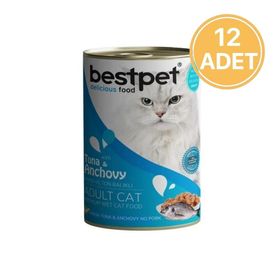 Bestpet Tuna & Anchovy Ton Balıklı ve Hamsili Konserve Yetişkin 12x400 gr Kedi Maması