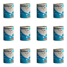 Bestpet Tuna & Anchovy Ton Balıklı ve Hamsili Konserve Yetişkin 12x400 gr Kedi Maması