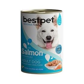 Bestpet Yetişkin Köpekler İçin 12x400 gr Taze Somon Parça Etli ve Soslu Yaş Mama