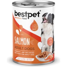 Bestpet Yetişkin Köpekler İçin 12x400 gr Taze Somon Parça Etli ve Soslu Yaş Mama