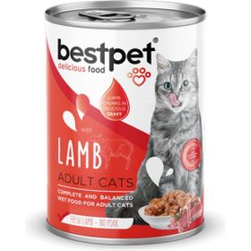 Bestpet Yetişkin Kuzulu 12x400 gr Yaş Kedi Mama