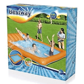 Bestway 53080 Renkli 341x213x38 cm Kaydırmalı Çocuk Havuzu