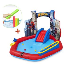Bestway 98793 Spiderman Temalı Kaydıraklı Fıskiyeli AquaPark Pompalı Şişme Eğlence Havuzu