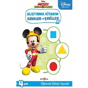 Beta Kids Disney Eğitsel Mickey ve Çılgın Yarışçılar Alıştırma Kitabım Renkler ve Şekiller Kitabı
