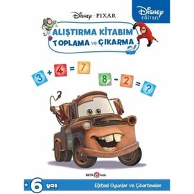 Beta Kids Disney Eğitsel Toplama ve Çıkarma Arabalar Çıkartmalı Alıştırma Kitabım