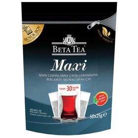 Beta Tea Maxi Bergamot Aromalı Jumbo Demlik Poşet 50'li 25 gr Siyah Çay