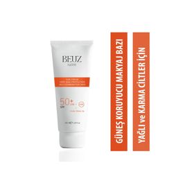 Beuz Sanse SPF50+ 50 ml Yağlı ve Karma Ciltler İçin Çok Yüksek Korumalı Güneş Kremi ve Makyaj Bazı