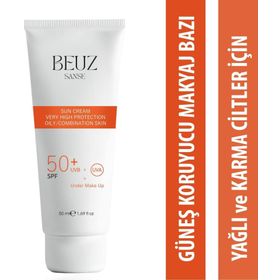 Beuz Sanse SPF50+ 50 ml Yağlı ve Karma Ciltler İçin Çok Yüksek Korumalı Güneş Kremi ve Makyaj Bazı