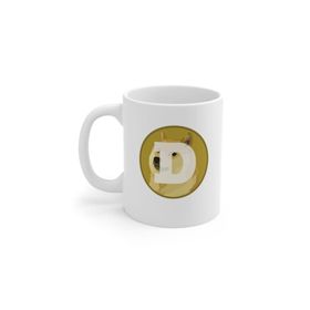 Beyaz Dogecoin Baskılı Kupa