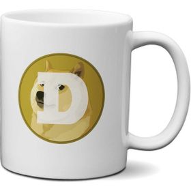 Beyaz Dogecoin Baskılı Kupa
