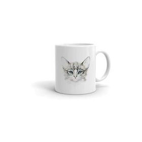 Beyaz Mavi Gözlü Kedi Baskılı Kupa