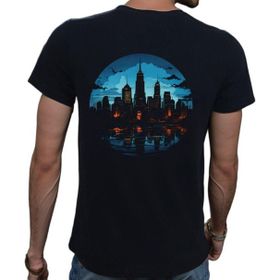 Beyaz Penguen City Siyah Penye Basic Erkek T-shirt
